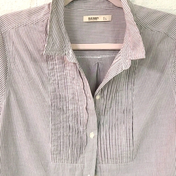 - OLD NAVY COTTON BUTTON DOWN SZ L Grey - Picture 3 of 5